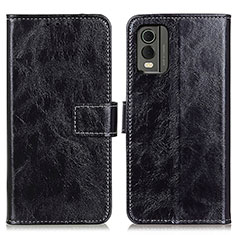 Funda de Cuero Cartera con Soporte Carcasa K04Z para Nokia C210 Negro