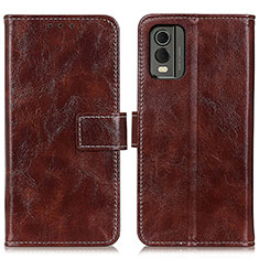 Funda de Cuero Cartera con Soporte Carcasa K04Z para Nokia C32 Marron