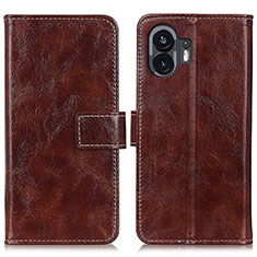 Funda de Cuero Cartera con Soporte Carcasa K04Z para Nothing Phone 2 Marron