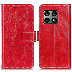 Funda de Cuero Cartera con Soporte Carcasa K04Z para OnePlus 10 Pro 5G Rojo