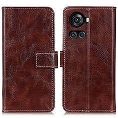 Funda de Cuero Cartera con Soporte Carcasa K04Z para OnePlus 10R 5G Marron