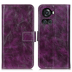 Funda de Cuero Cartera con Soporte Carcasa K04Z para OnePlus 10R 5G Morado