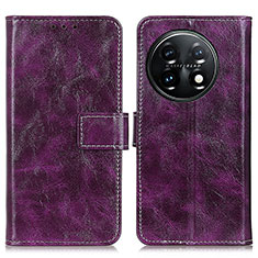 Funda de Cuero Cartera con Soporte Carcasa K04Z para OnePlus 11 5G Morado