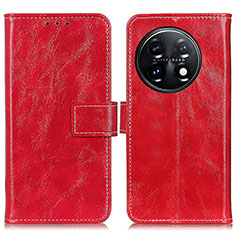 Funda de Cuero Cartera con Soporte Carcasa K04Z para OnePlus 11 5G Rojo