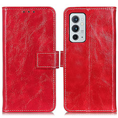 Funda de Cuero Cartera con Soporte Carcasa K04Z para OnePlus 9RT 5G Rojo