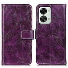 Funda de Cuero Cartera con Soporte Carcasa K04Z para OnePlus Nord 2T 5G Morado