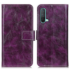 Funda de Cuero Cartera con Soporte Carcasa K04Z para OnePlus Nord CE 5G Morado