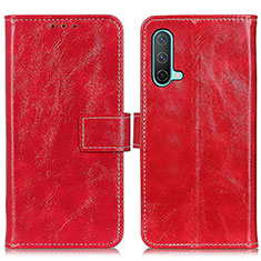 Funda de Cuero Cartera con Soporte Carcasa K04Z para OnePlus Nord CE 5G Rojo