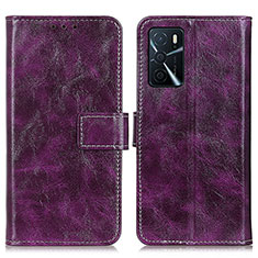 Funda de Cuero Cartera con Soporte Carcasa K04Z para Oppo A16 Morado