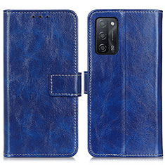 Funda de Cuero Cartera con Soporte Carcasa K04Z para Oppo A53s 5G Azul