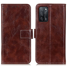 Funda de Cuero Cartera con Soporte Carcasa K04Z para Oppo A53s 5G Marron