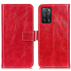 Funda de Cuero Cartera con Soporte Carcasa K04Z para Oppo A53s 5G Rojo