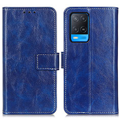 Funda de Cuero Cartera con Soporte Carcasa K04Z para Oppo A54 4G Azul