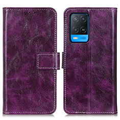 Funda de Cuero Cartera con Soporte Carcasa K04Z para Oppo A54 4G Morado