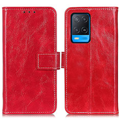 Funda de Cuero Cartera con Soporte Carcasa K04Z para Oppo A54 4G Rojo