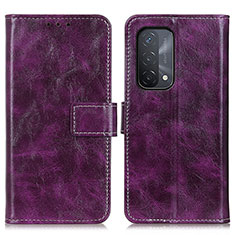 Funda de Cuero Cartera con Soporte Carcasa K04Z para Oppo A54 5G Morado