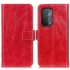 Funda de Cuero Cartera con Soporte Carcasa K04Z para Oppo A54 5G Rojo