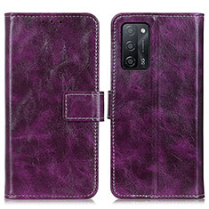 Funda de Cuero Cartera con Soporte Carcasa K04Z para Oppo A55 5G Morado