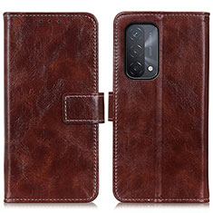 Funda de Cuero Cartera con Soporte Carcasa K04Z para Oppo A74 5G Marron