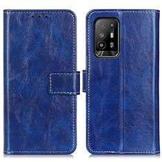 Funda de Cuero Cartera con Soporte Carcasa K04Z para Oppo A95 5G Azul