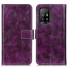 Funda de Cuero Cartera con Soporte Carcasa K04Z para Oppo F19 Pro+ Plus 5G Morado