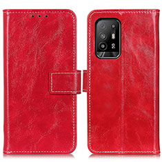 Funda de Cuero Cartera con Soporte Carcasa K04Z para Oppo F19 Pro+ Plus 5G Rojo