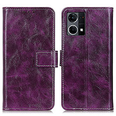 Funda de Cuero Cartera con Soporte Carcasa K04Z para Oppo F21 Pro 4G Morado