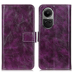 Funda de Cuero Cartera con Soporte Carcasa K04Z para Oppo Reno10 5G Morado