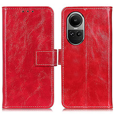 Funda de Cuero Cartera con Soporte Carcasa K04Z para Oppo Reno10 5G Rojo