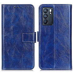 Funda de Cuero Cartera con Soporte Carcasa K04Z para Oppo Reno6 5G Azul