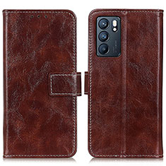 Funda de Cuero Cartera con Soporte Carcasa K04Z para Oppo Reno6 5G Marron