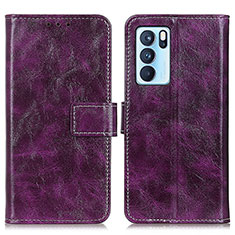 Funda de Cuero Cartera con Soporte Carcasa K04Z para Oppo Reno6 Pro 5G India Morado