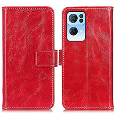 Funda de Cuero Cartera con Soporte Carcasa K04Z para Oppo Reno7 Pro 5G Rojo