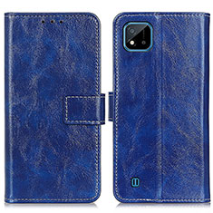 Funda de Cuero Cartera con Soporte Carcasa K04Z para Realme C20A Azul