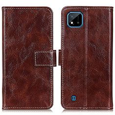 Funda de Cuero Cartera con Soporte Carcasa K04Z para Realme C20A Marron