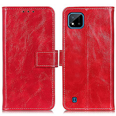 Funda de Cuero Cartera con Soporte Carcasa K04Z para Realme C20A Rojo