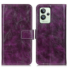 Funda de Cuero Cartera con Soporte Carcasa K04Z para Realme GT2 Pro 5G Morado