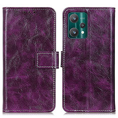 Funda de Cuero Cartera con Soporte Carcasa K04Z para Realme V25 5G Morado