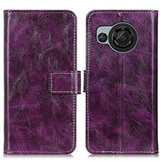 Funda de Cuero Cartera con Soporte Carcasa K04Z para Sharp Aquos R8 Morado