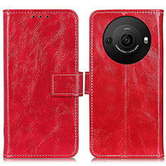 Funda de Cuero Cartera con Soporte Carcasa K04Z para Sharp Aquos R8 Pro Rojo