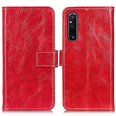 Funda de Cuero Cartera con Soporte Carcasa K04Z para Sony Xperia 1 V Rojo