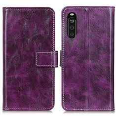 Funda de Cuero Cartera con Soporte Carcasa K04Z para Sony Xperia 10 III Morado