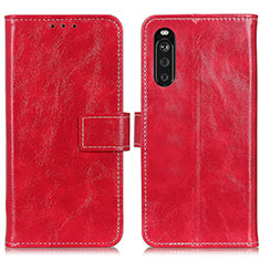 Funda de Cuero Cartera con Soporte Carcasa K04Z para Sony Xperia 10 III Rojo