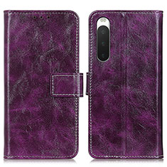 Funda de Cuero Cartera con Soporte Carcasa K04Z para Sony Xperia 10 IV SOG07 Morado