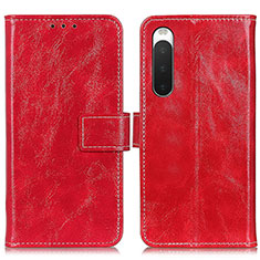 Funda de Cuero Cartera con Soporte Carcasa K04Z para Sony Xperia 10 IV SOG07 Rojo