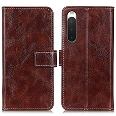 Funda de Cuero Cartera con Soporte Carcasa K04Z para Sony Xperia 10 V Marron