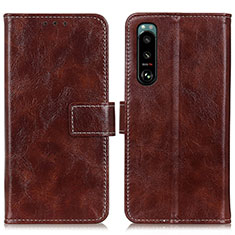 Funda de Cuero Cartera con Soporte Carcasa K04Z para Sony Xperia 5 III SO-53B Marron