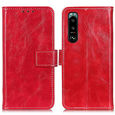 Funda de Cuero Cartera con Soporte Carcasa K04Z para Sony Xperia 5 III SO-53B Rojo