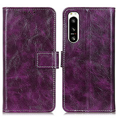 Funda de Cuero Cartera con Soporte Carcasa K04Z para Sony Xperia 5 IV Morado