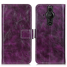 Funda de Cuero Cartera con Soporte Carcasa K04Z para Sony Xperia PRO-I Morado